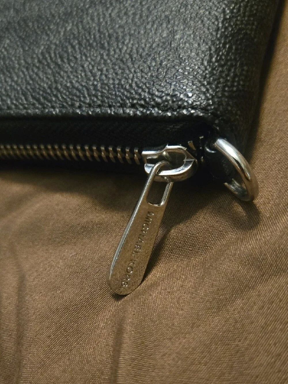 Black Michael Kors Pebbled Zip-Around Wallet